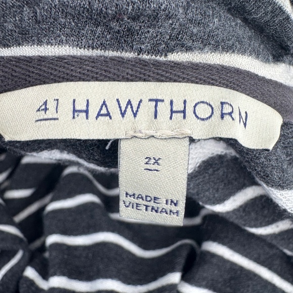 41 Hawthorn Cardigan Women 2X Gray White Striped Long Sleeve Stretch Topper - Picture 9 of 13